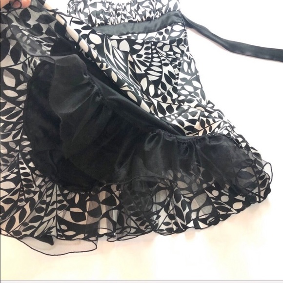 Speechless B&W Silky Salsa Tango Dance Dress with Tulle Layer, Straps, Back Tie - Picture 7 of 10